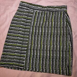 Neon Accent Black & White Bodycon Mini Skirt
